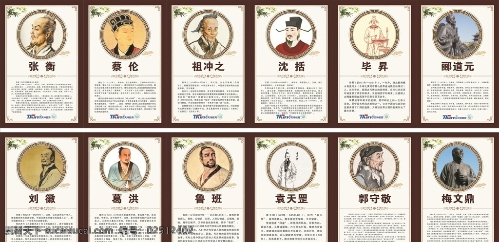 古代名人介绍 名人挂画 中国风 古代名人 命人介绍 海报 复古