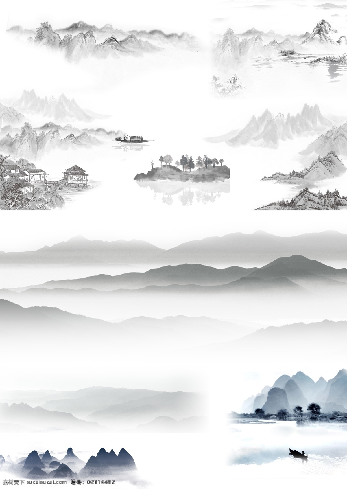 复古山 国风山 油笔画 山峰
