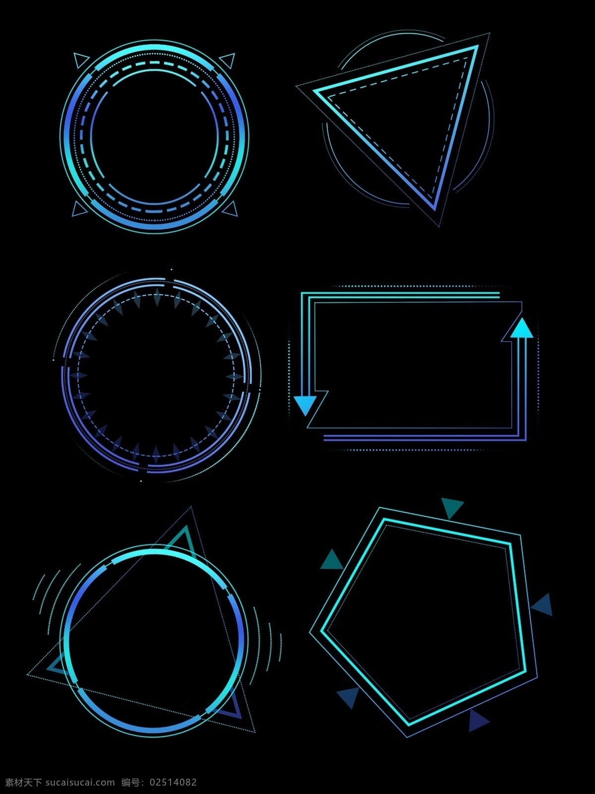 科技 边框 渐变 几何 圆 框 方框 对话框 套 图 科技边框 科技感 未来感 渐变几何 科技圆框