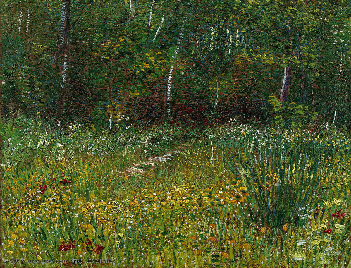 绿 草地 高清风景油画 绿草地 油画素材下载 油画 绿草地油画 家居装饰素材