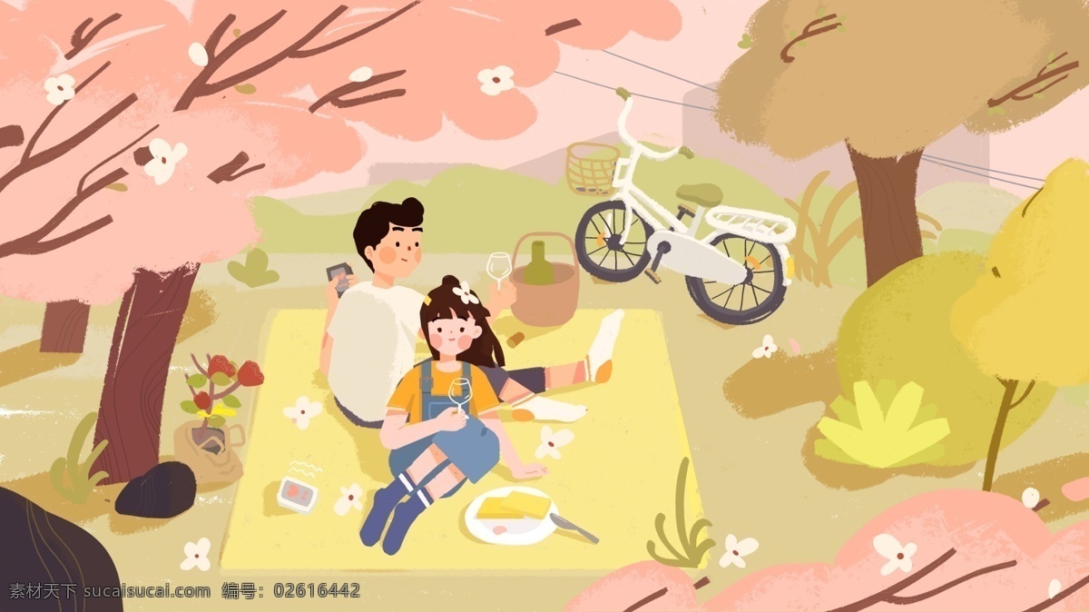 扁平 风 情侣 环保 绿色 情人节 红酒 插画 绿色情人节 盆栽 男孩 女孩 自行车 盆栽玫瑰 野餐 山上 美美的 微博配图 节日 手机用图 公众号用图 公证号首图 绘画 社交媒体配图
