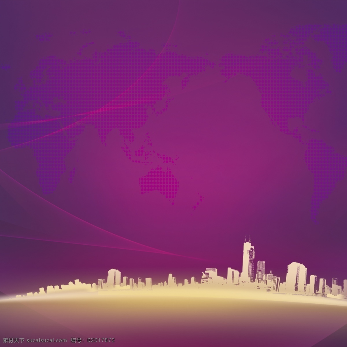 城市背景素材 城市 光晕 线条 紫色背景