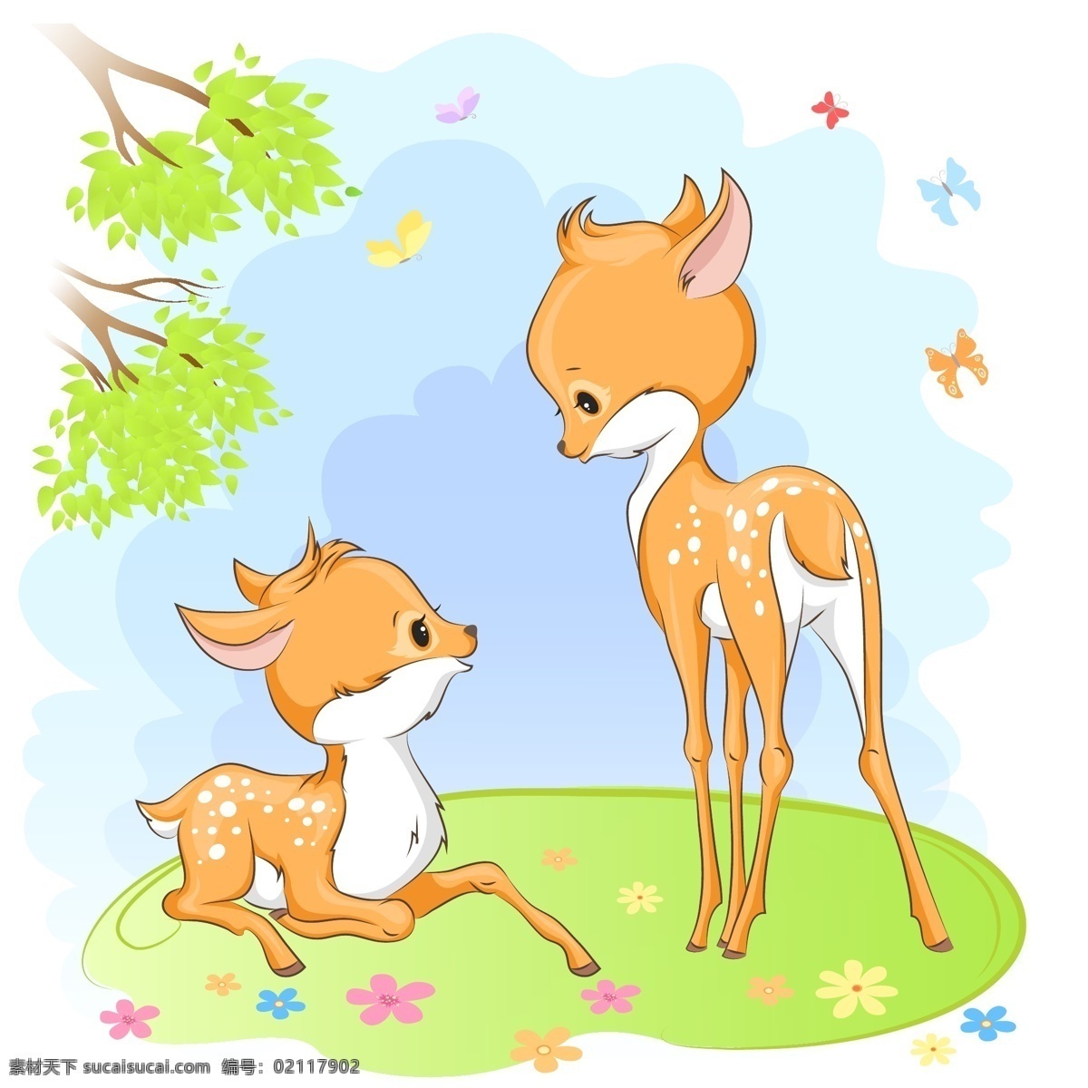可爱卡通小鹿 可爱 卡通 小鹿 卡通动物 淡彩 婴儿素材 幼儿园素材 清新 动物 卡通设计