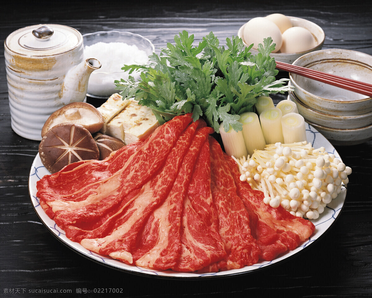 火锅 材料 餐饮美食 传统美食 肉 摄影图库 火锅材料 金针蘑 psd源文件