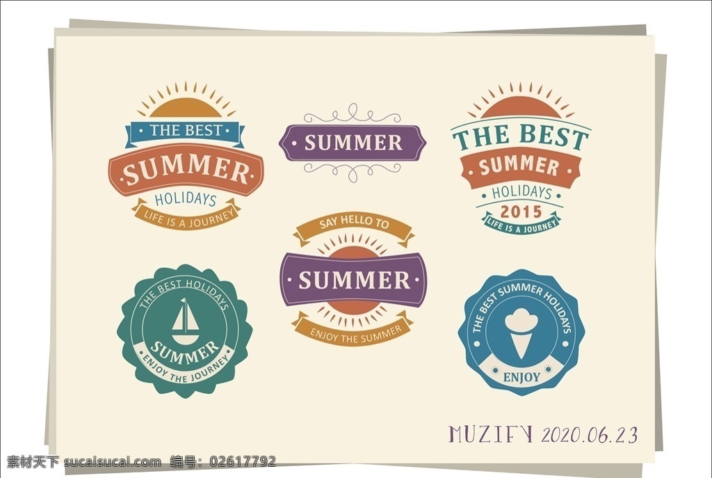 款 入 夏日 标签 夏日标签 logo设计 小图标 小徽章 字体设计 花式英文字母 字体素材