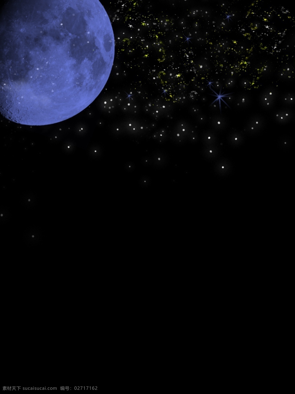 简约 黑色 月球 星空 背景 简单