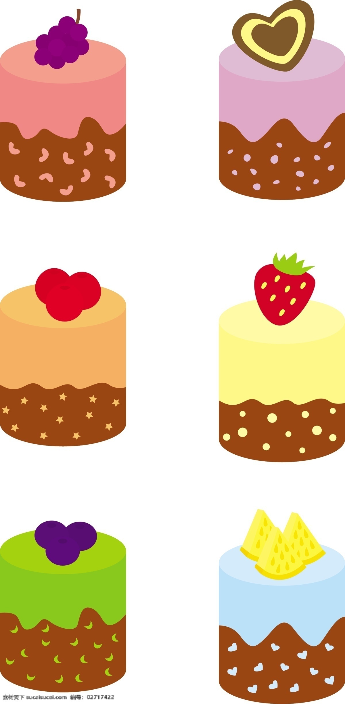 卡通 矢量 水果 蛋糕 卡通矢量 水果蛋糕 草莓蛋糕 巧克力蛋糕 布丁 甜点 甜品 食物 美食 野餐 手绘