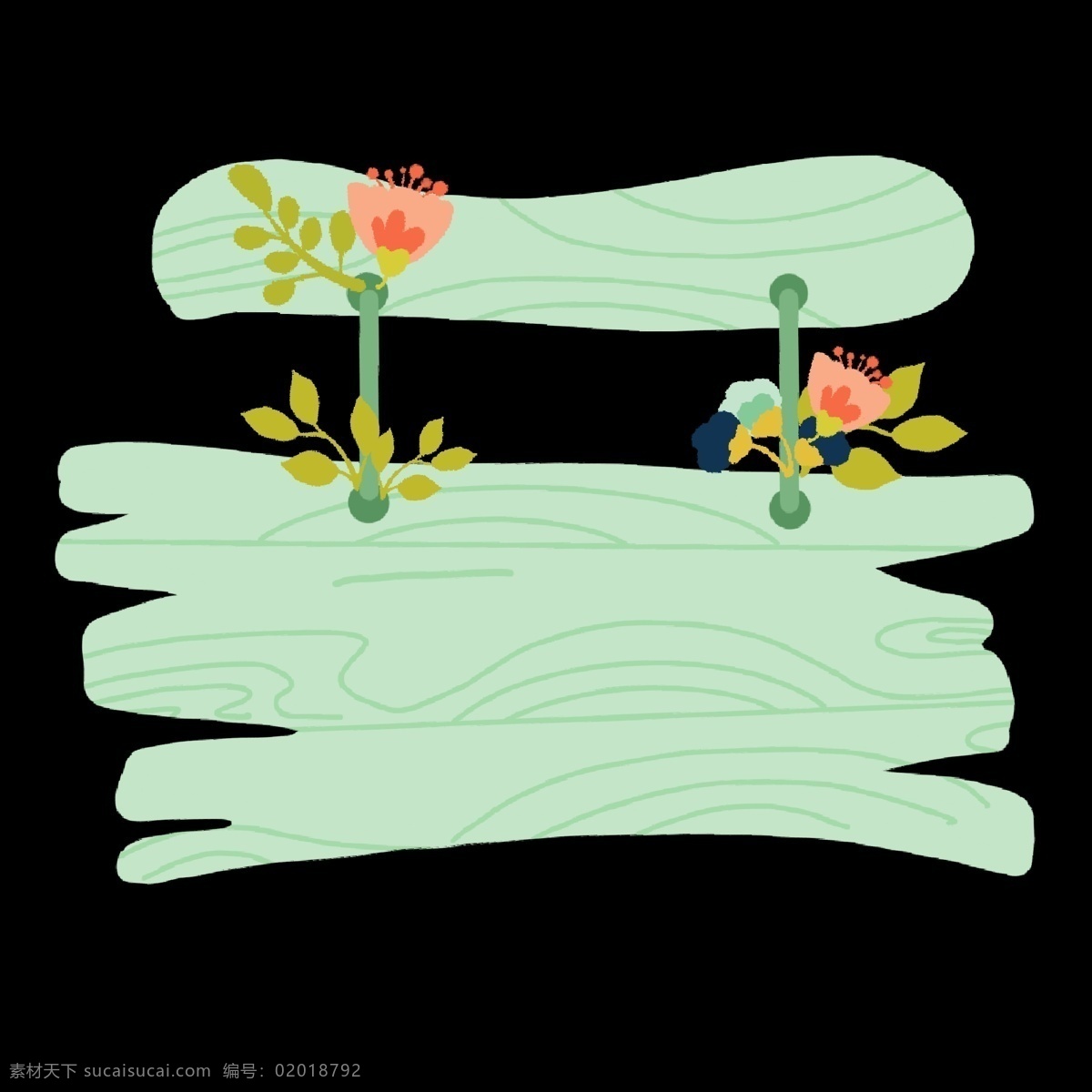 绿色 木头 花朵 标题 框 标题框