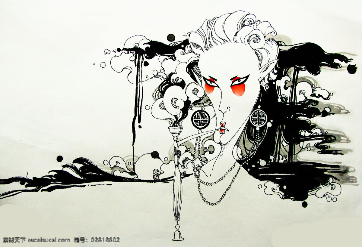 另类 人物 插画 动漫动画 动漫人物 黑色 水墨 另类人物插画 线条 插画集