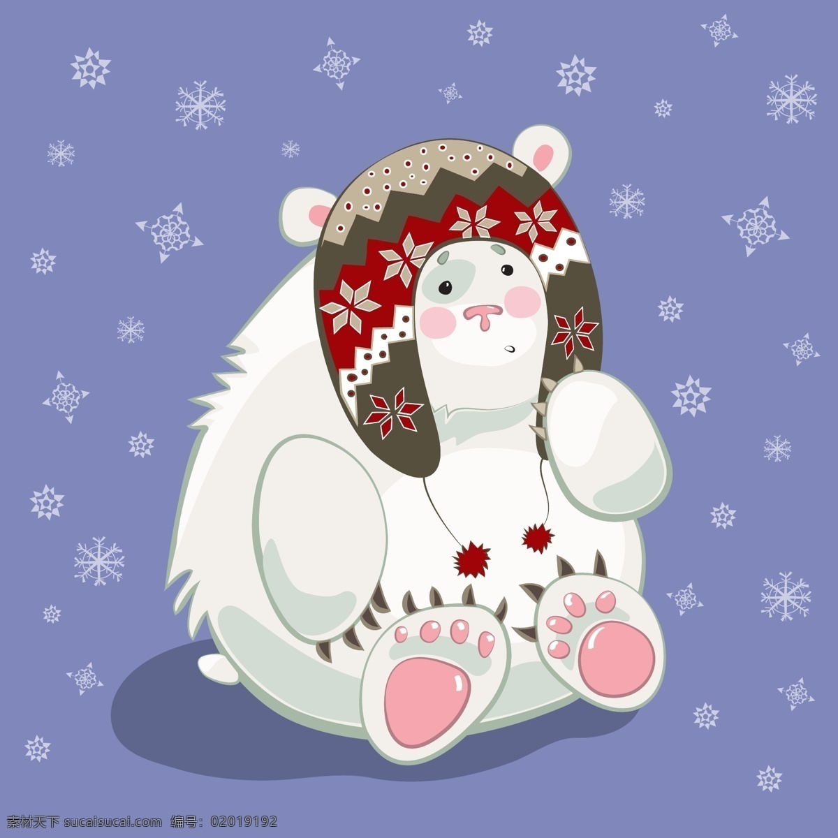 趣味 卡通 可爱 北极熊 插画 动物 围巾