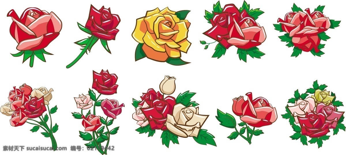 手绘玫瑰花 玫瑰花 玫瑰 花朵 红色 花素材 生物世界 花草