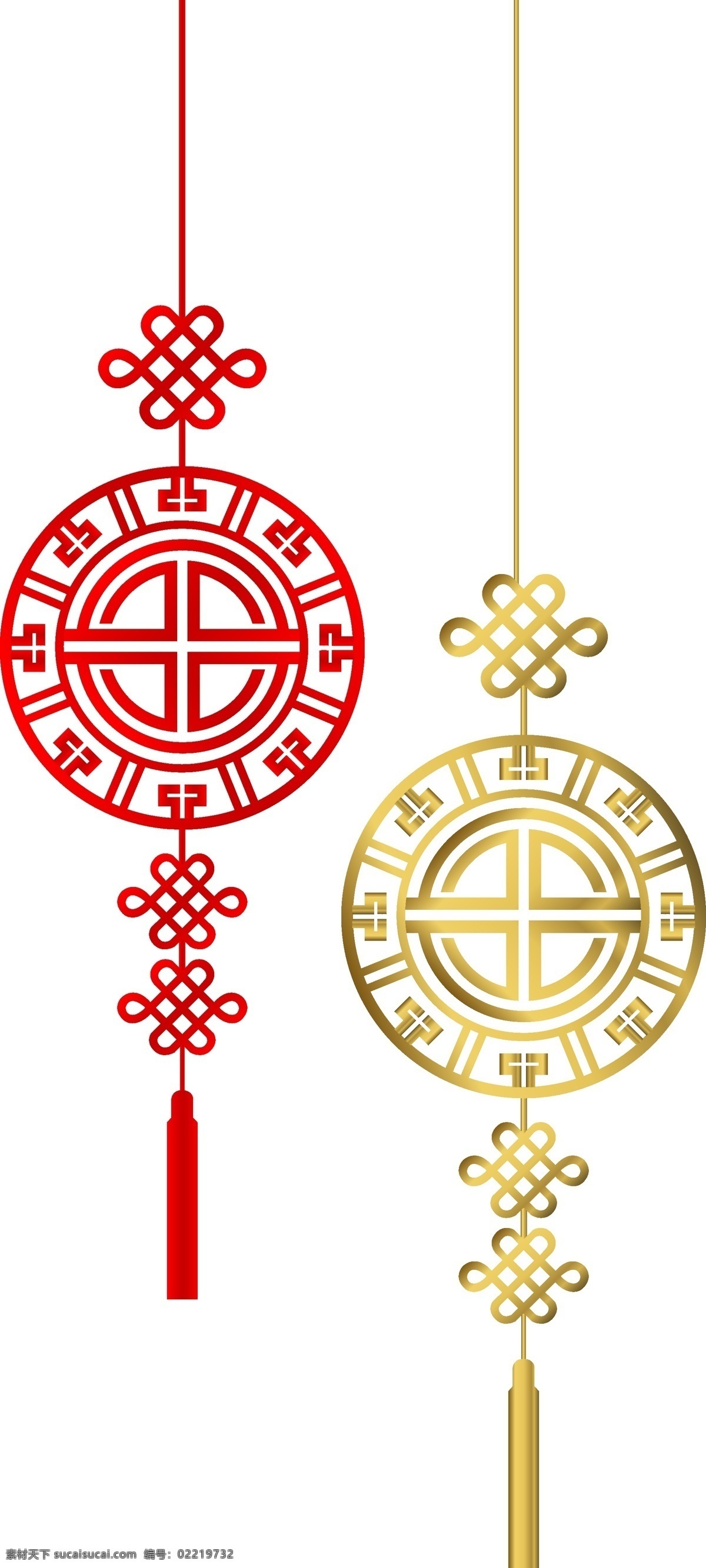 中国 风 红色 中国结 挂饰 圆形 抽象图案 金色 春节
