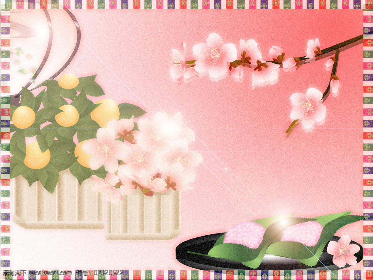 日式背景素材 日本 樱花 背景 菓子 粉色