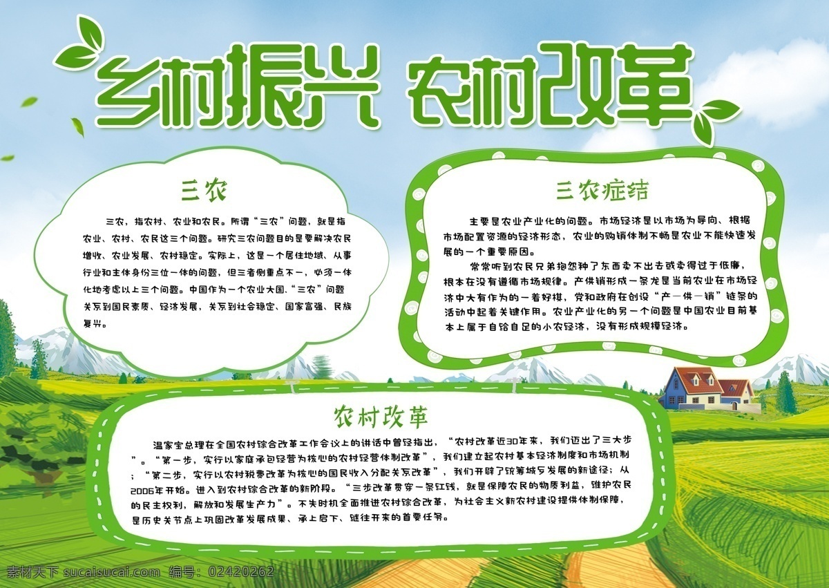 绿色 清新 三农 新 政策 农村 改革 小报 手 抄报 手抄报 乡村振兴 三农政策 农村改革