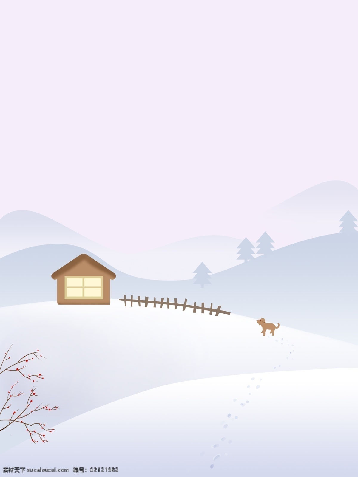简约 雪 点 房屋 广告 背景 雪地 冬季 清新 风景 山峰 广告背景 小狗 梅花