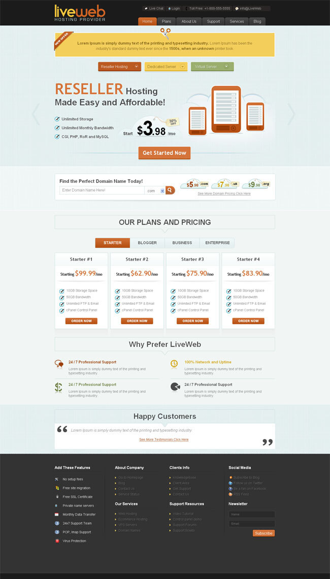 经销商 html 模板 橙色 主机 网页素材 网页模板