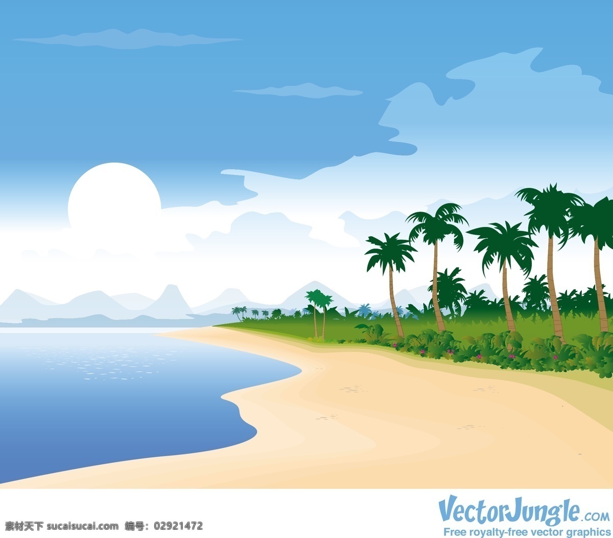 小岛 海岸 风景 矢量 小岛下载 夏威夷风景 风景矢量 夏威夷下载 椰子树 大海 旅游 青色 天蓝色