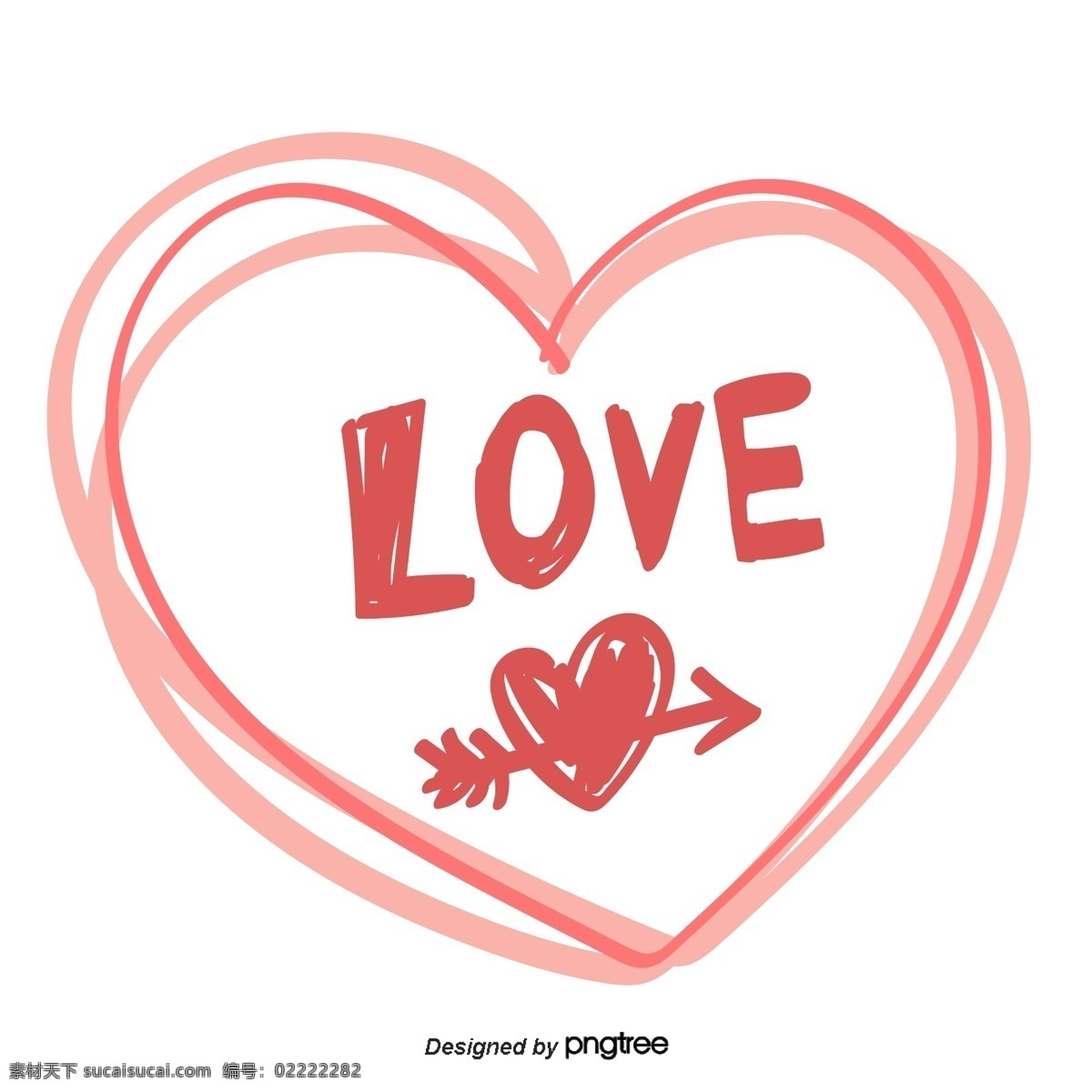 情人节 爱心 桃 心 型 元素 love 字样 手绘 字体 贴纸 红色 箭头