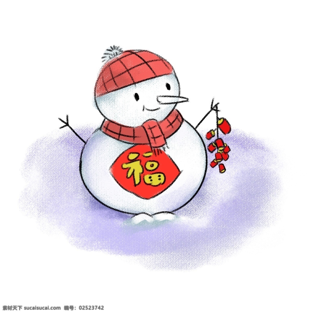 手绘 众 古风 复古 新年 迎新 春 年画 系列 堆 雪人 中国风 红色 黄色 蝴蝶结 福字 复古风 堆雪人 迎新春 钱袋子 打灯笼 蜡烛 开心