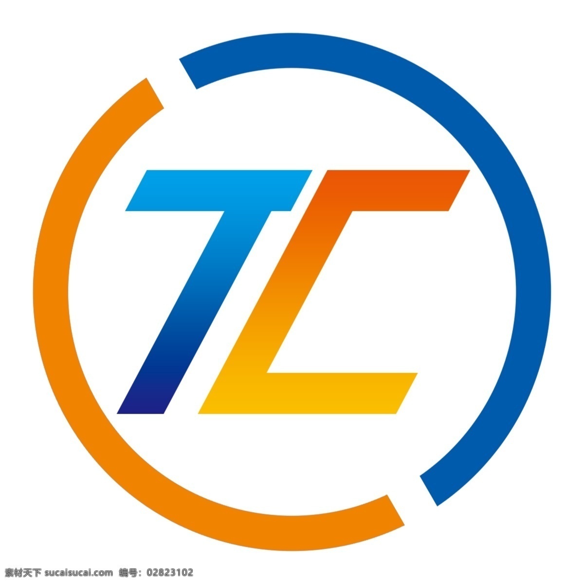tc变形 企业logo 简约logo tclogo 蓝橙色渐变 标志图标 企业 logo 标志