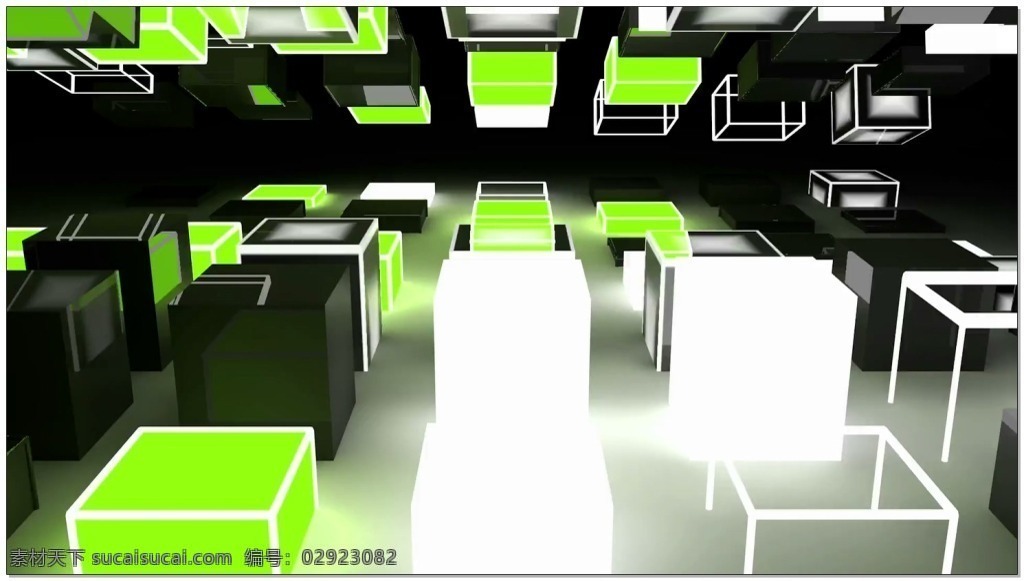 白色 动感 节奏 视频 绿色 正方形 舞台 视频素材 动态视频素材