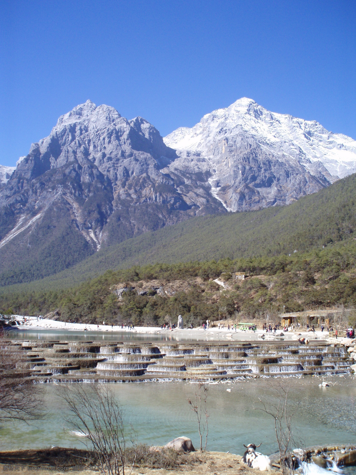 蓝月 谷 河流 丽江 旅游 山谷 山水风景 雪山 云南 自然景观 蓝月谷 psd源文件