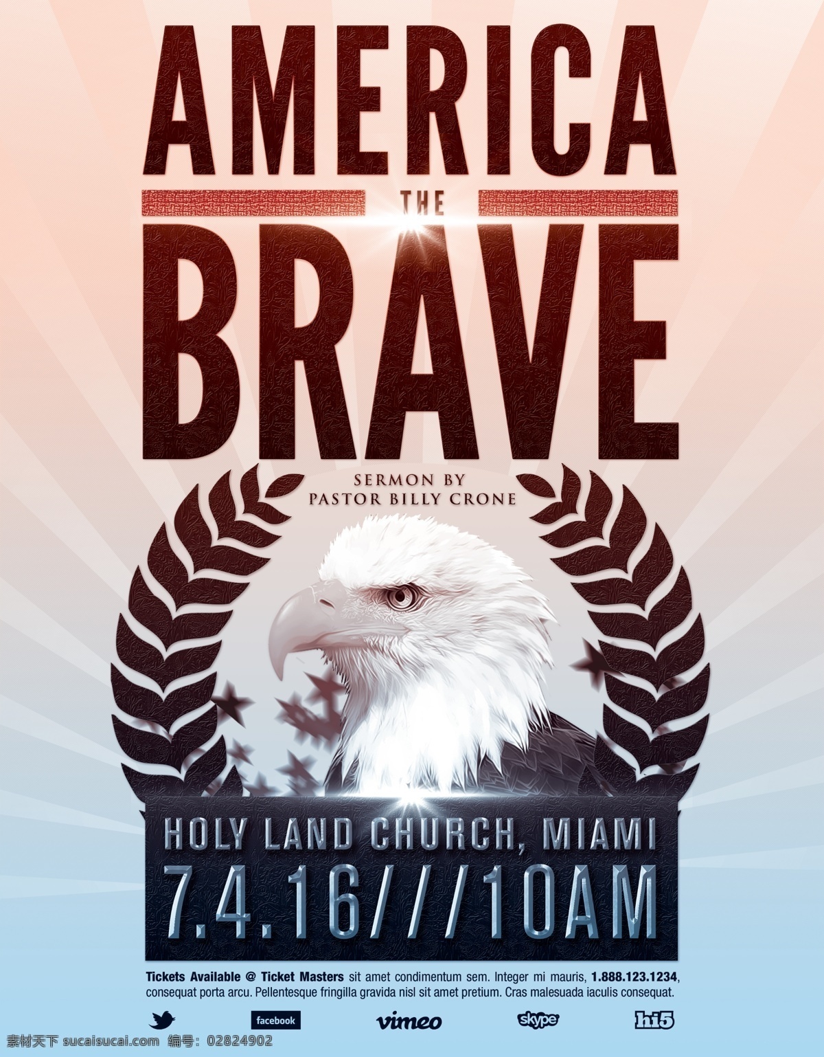 美国 独立日 庆祝 海报 usa 国旗 国庆 花纹 老鹰 美国国旗 线条 白头鹰 美洲雕 秃鹰 其他海报设计