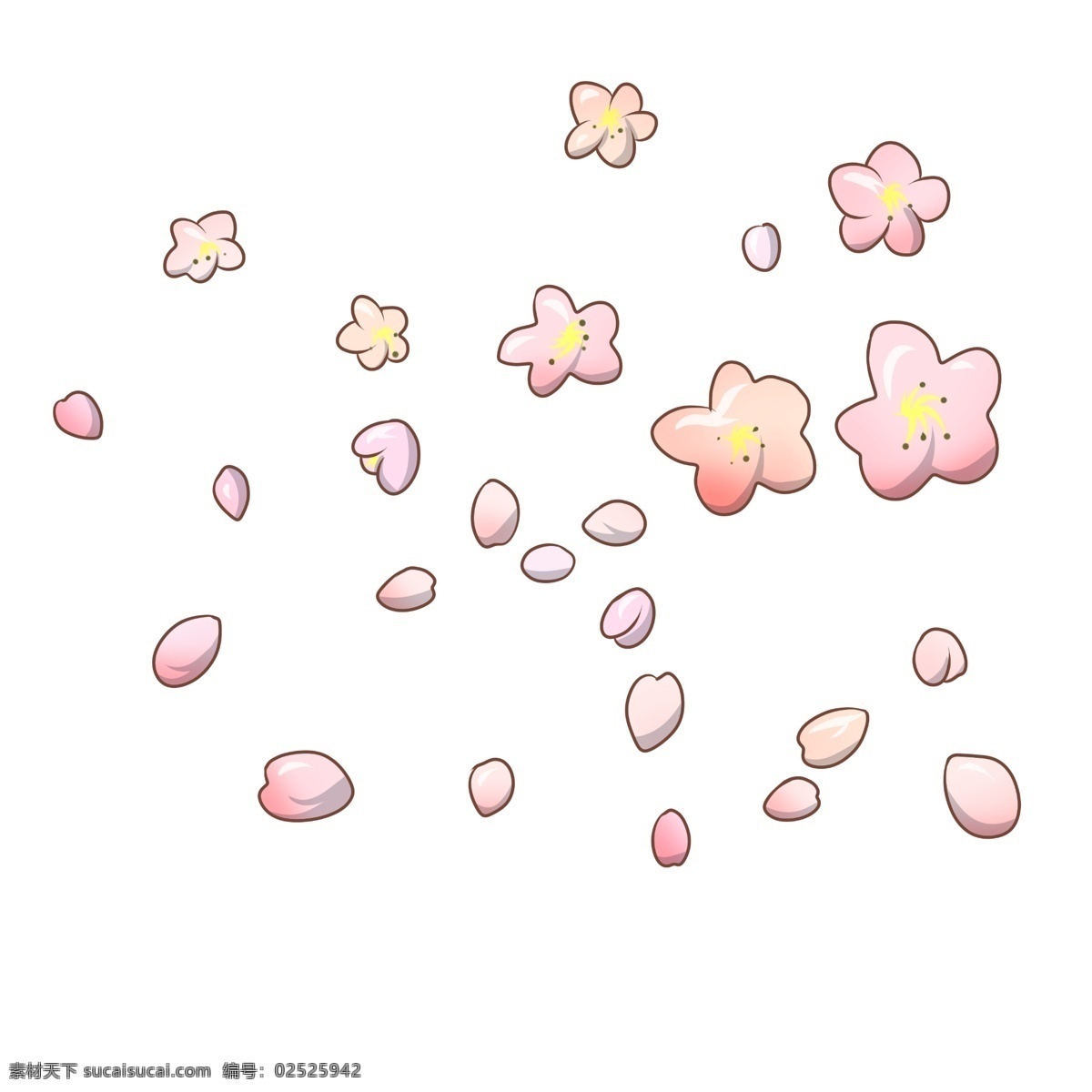 卡通 粉色 小花 插画 飞舞的花瓣 鲜花 花瓣 粉色小花 植物 粉色的花瓣 植物插画 唯美的鲜花