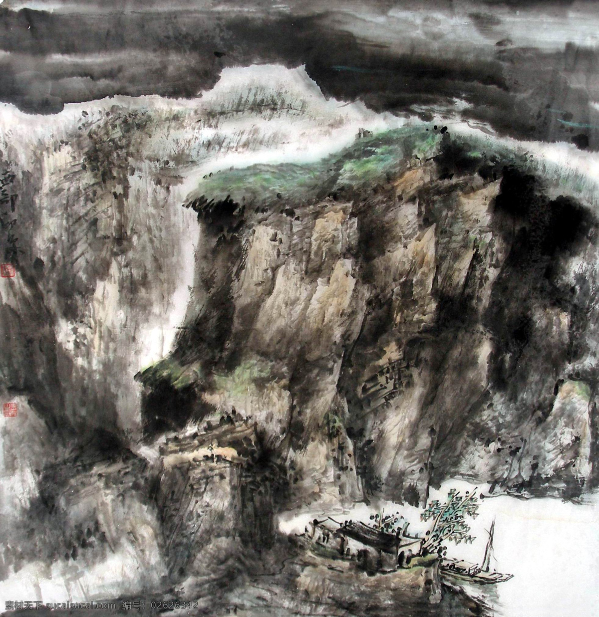 彩墨山水画 房子 风景画 国画 国画山水 山水 模板下载 河水 绘画 设计素材 中国画 山水画 山水国画 写意画 书法 大师作品 写意 写意国画 国画写意 墨迹 水墨画 树木 植物 山峰 山 云雾 奇峰 溪水 小河 木屋 小船 小舟 绘画书法 文化艺术 装饰素材 山水风景画