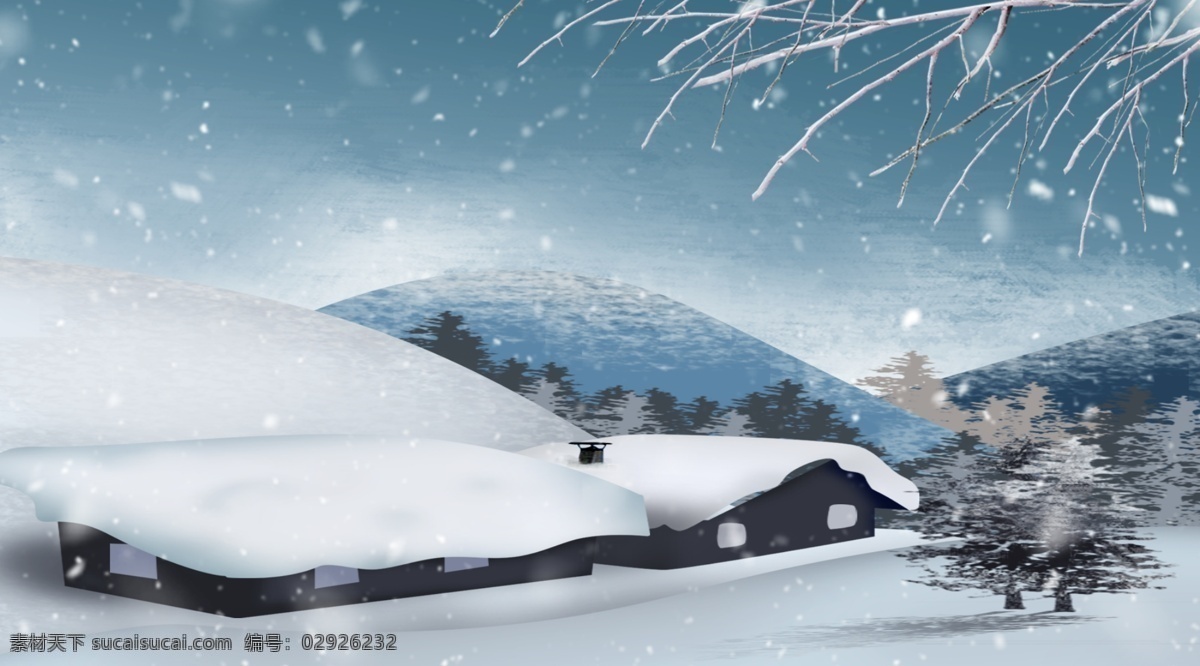 大雪 节气 浪漫 房屋 雪景 背景 冬至背景 下雪 冬天 冬至节气 传统节气 24节气冬天 冬至背景图