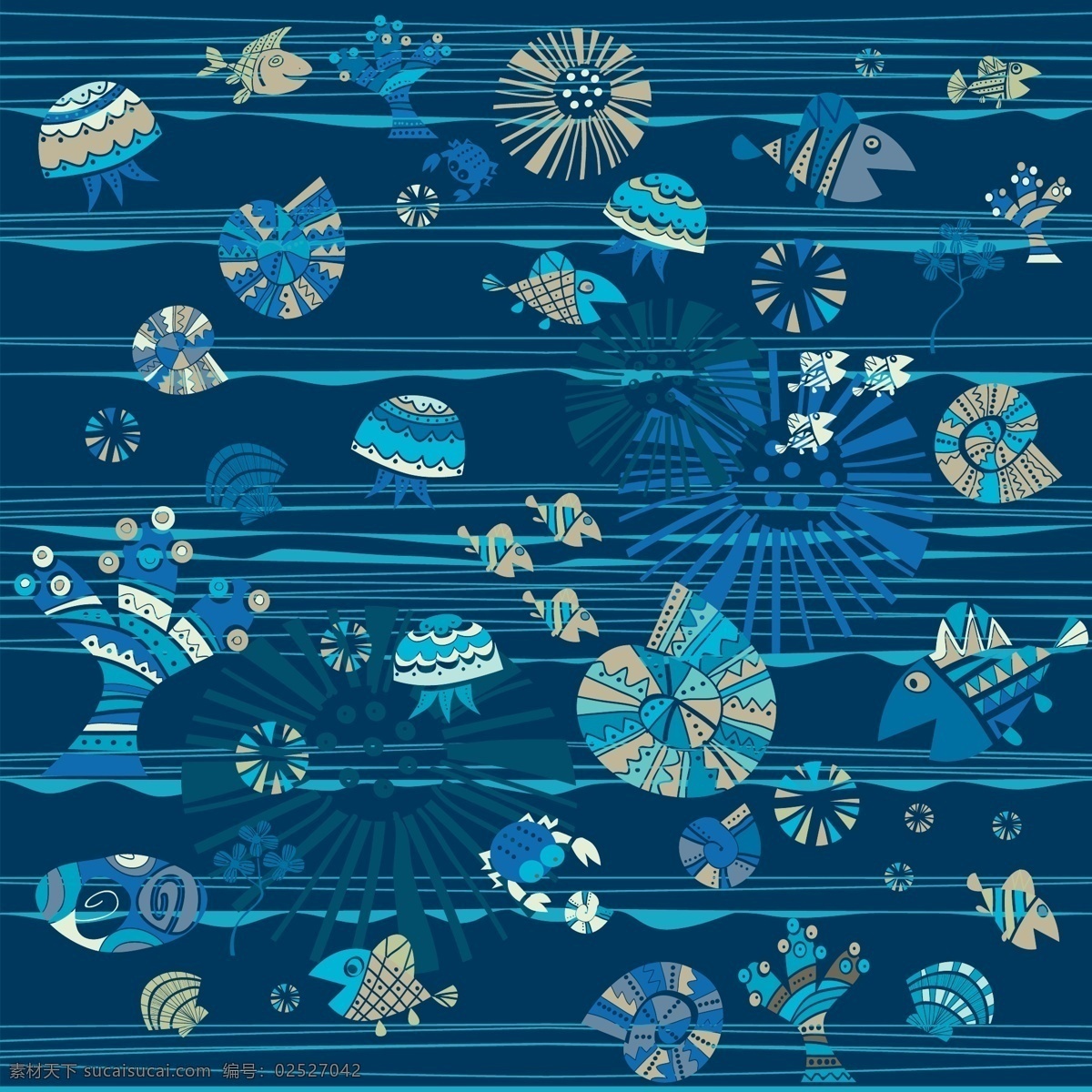 深蓝色 海洋生物 背景 图 背景素材 底纹背景 卡通鱼 广告背景图 素材免费下载 卡通 鱼 模版 矢量 图画 水母