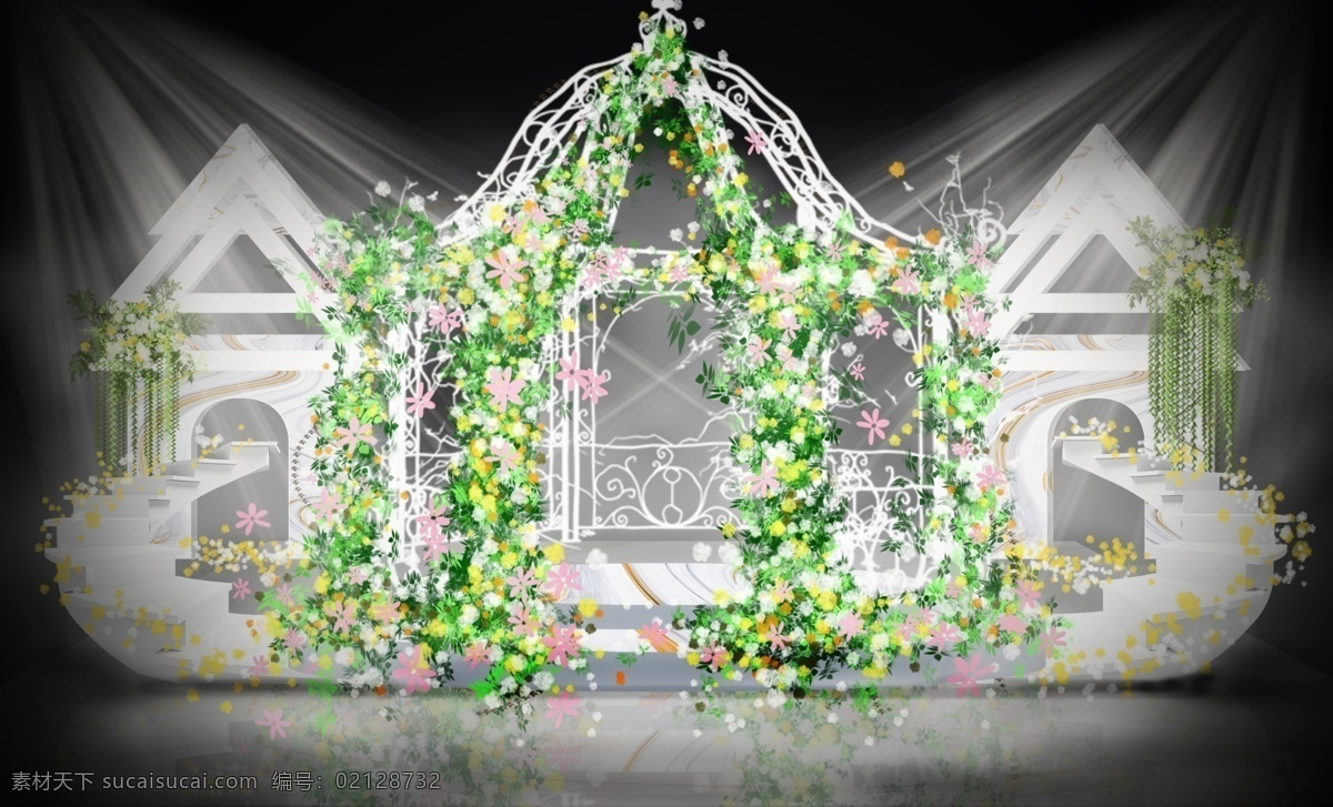 梦幻 纯洁 简约 白色 婚礼 楼梯 房子 三角形 大理石 花园亭子 白色婚礼 花园婚礼 圆舞台 简约清新 花艺