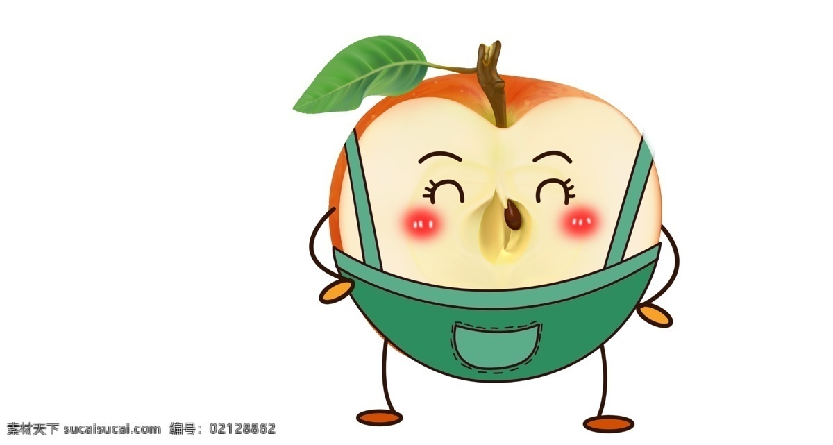 手绘苹果 苹果卡通 psd分层 青苹果 农夫苹果 苹果拟人 害羞 笑脸 室外广告设计