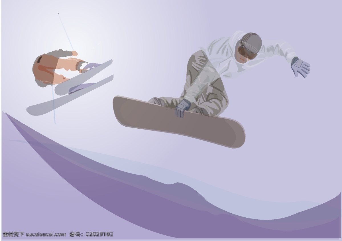 冬季运动图形 冬季 滑雪 滑雪板 山 雪山