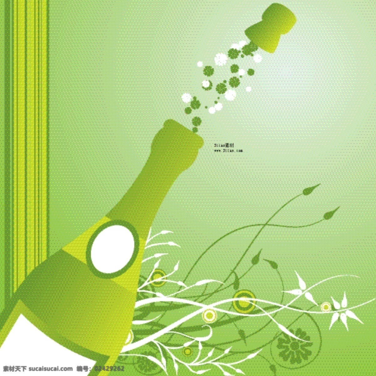 葡萄 酒瓶 花纹 绿色