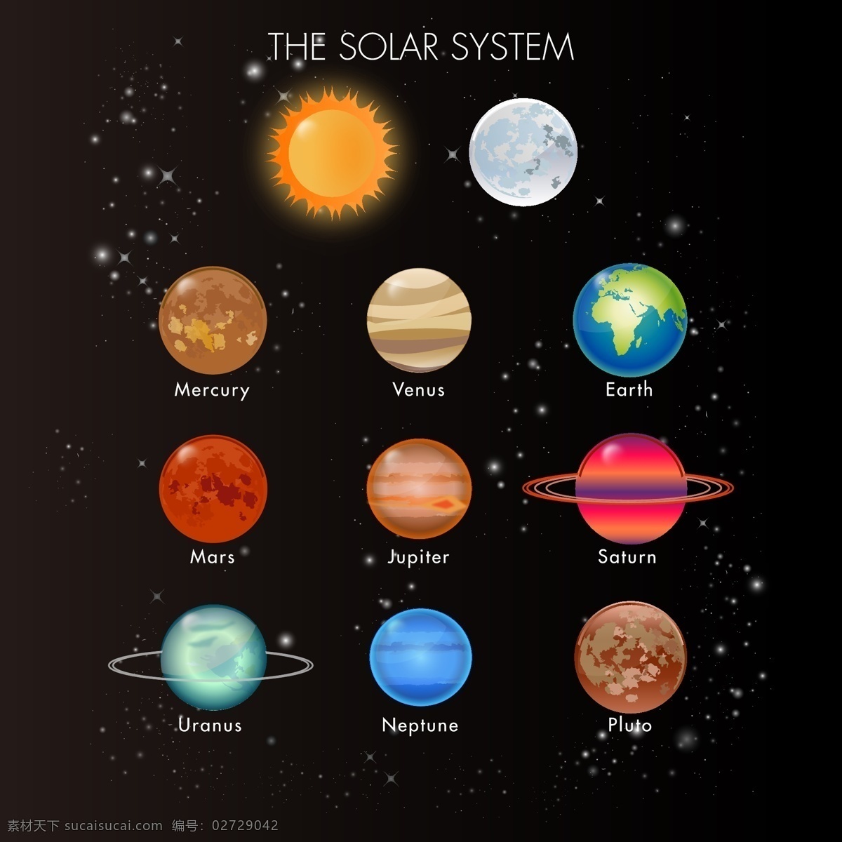 太阳系 行星 矢量 金星 水星 宇宙星球 木星 矢量图 其他矢量图
