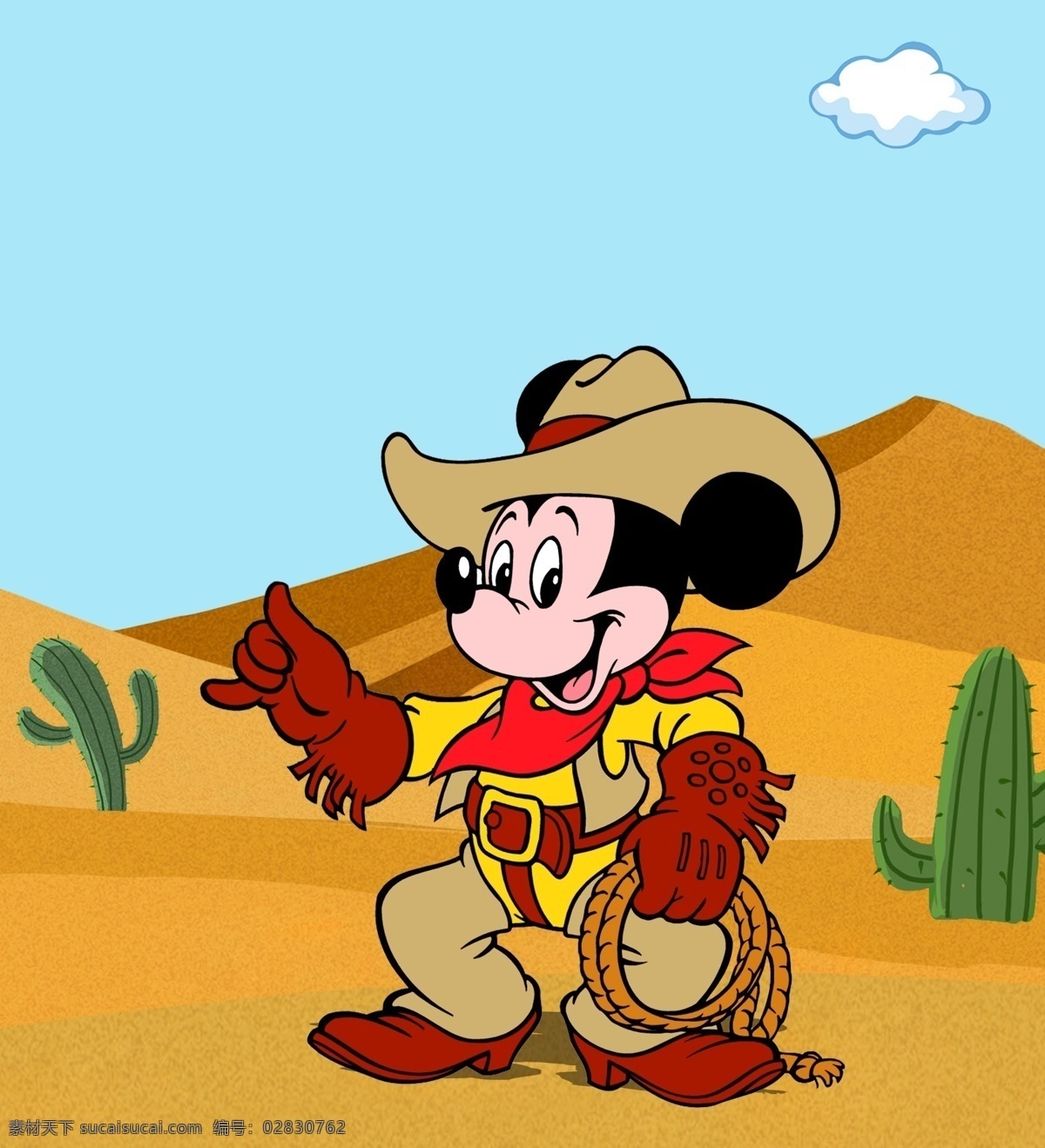 米老鼠 卡通 牛仔 沙漠 仙人掌 动漫动画 动漫人物
