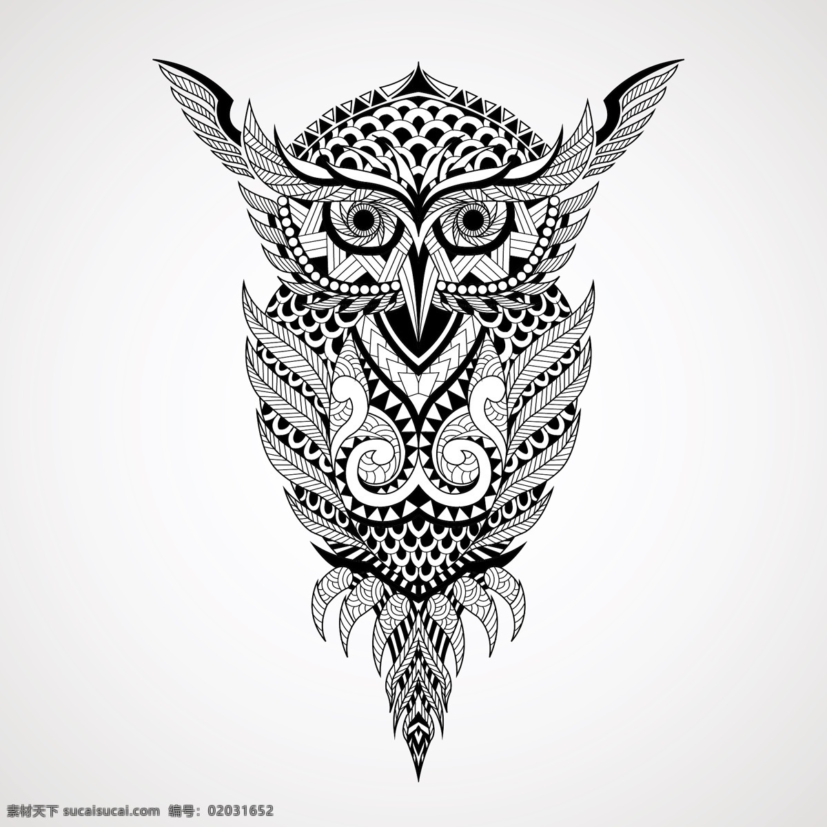 几何 装饰 图案 猫头鹰 插画 装饰图案 动物 线条 矢量素材