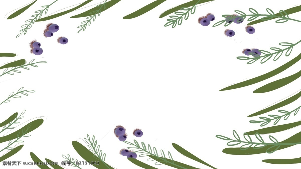 夏日 清爽 主题 叶子 蓝莓 小清 新装 饰 边框 卡通 海报插画 手绘 精美插画 广告插画 小清新 简约 图案装饰设计