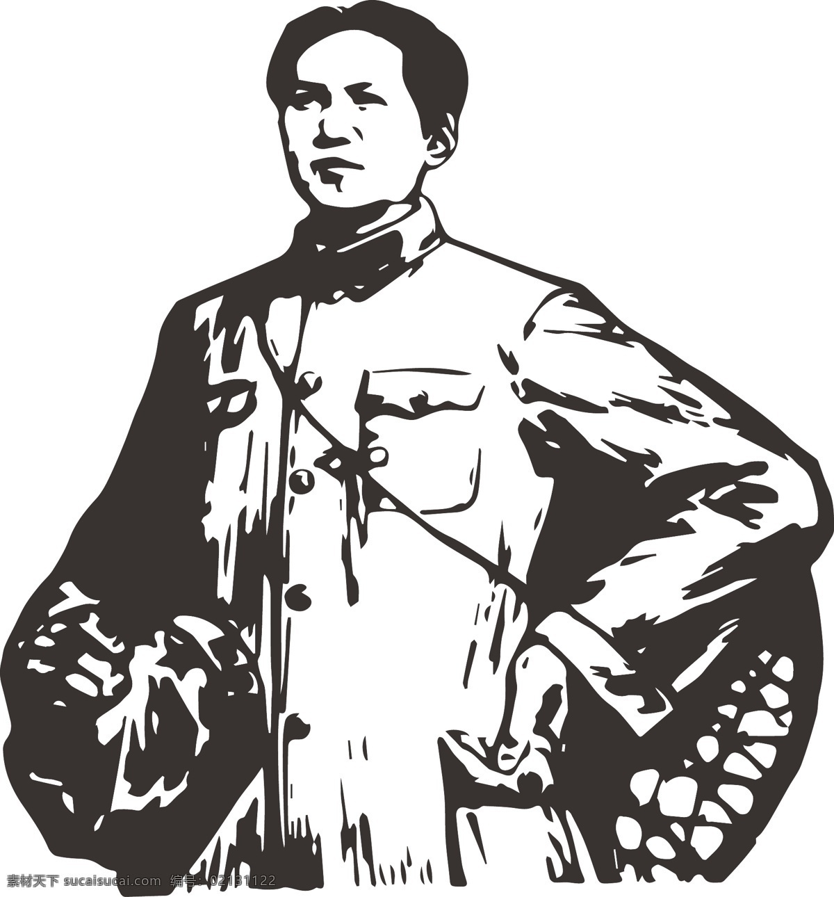 毛泽东 半身像 矢量图 手绘 工笔画 人物 伟人 毛主席 革命人 插画 海报 文革 革命时代 近代伟人