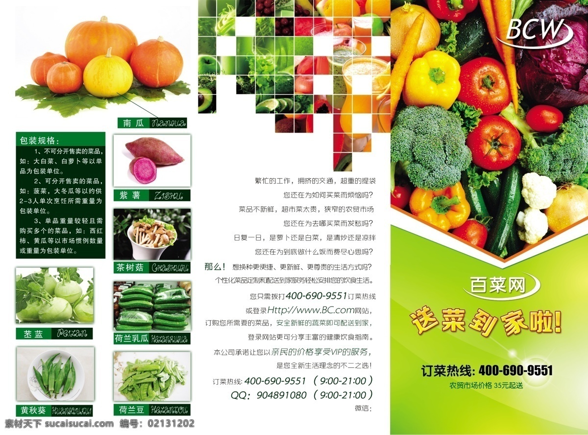 蔬菜三折页 新鲜果蔬 三折页 绿色 画册设计