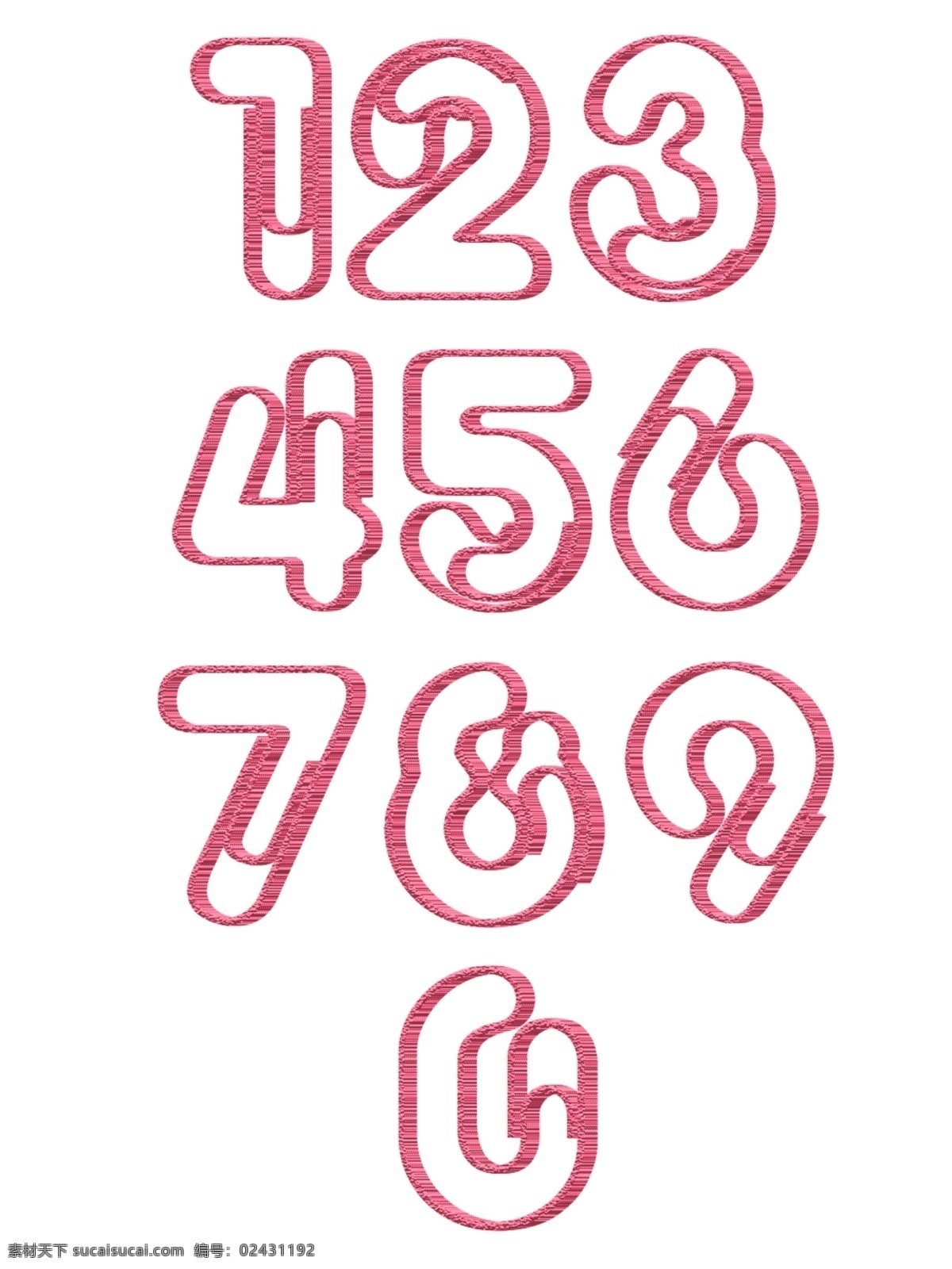 创意 数字 合集 艺术 字 卡通手绘 水彩 枚红色 艺术字 数字合集