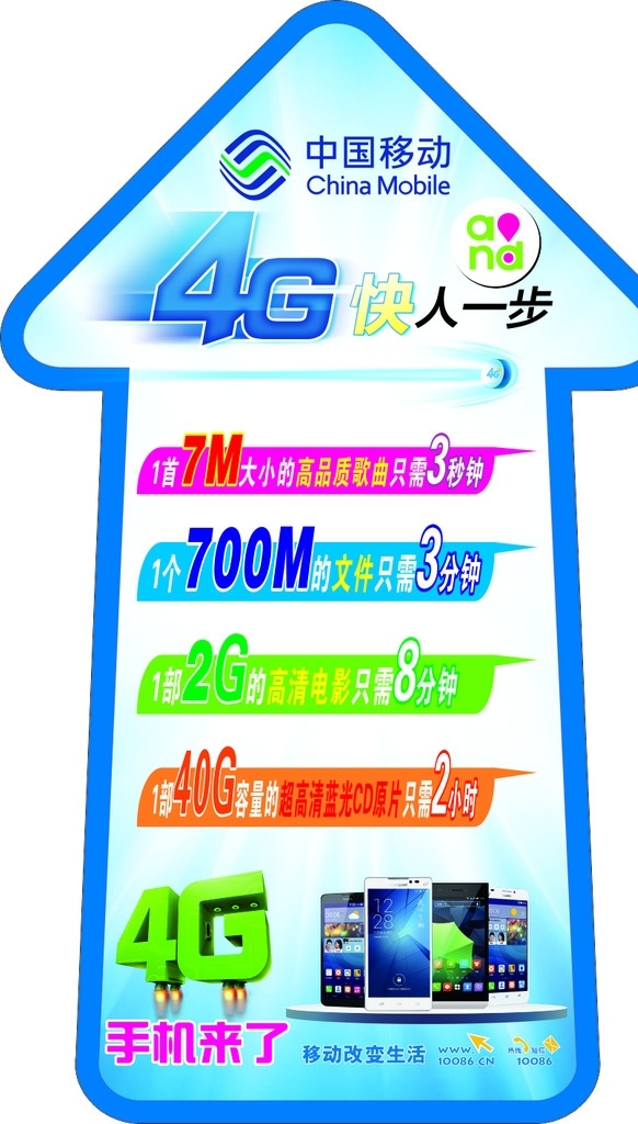 4g箭头地贴 4g 地贴 箭头 海报 宣传单 快人一步 手机 中国移动 安卓手机 智能手机