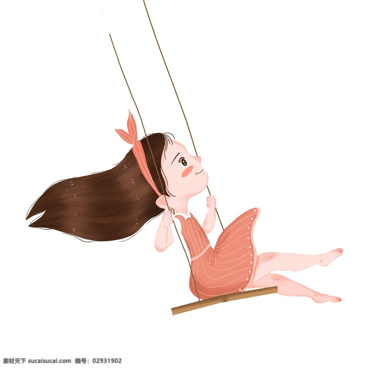 荡秋千 女孩 图案 秋千女孩 秋千上的女孩 人物元素 卡通女孩 手绘 元素设计 简约 创意元素 免抠元素