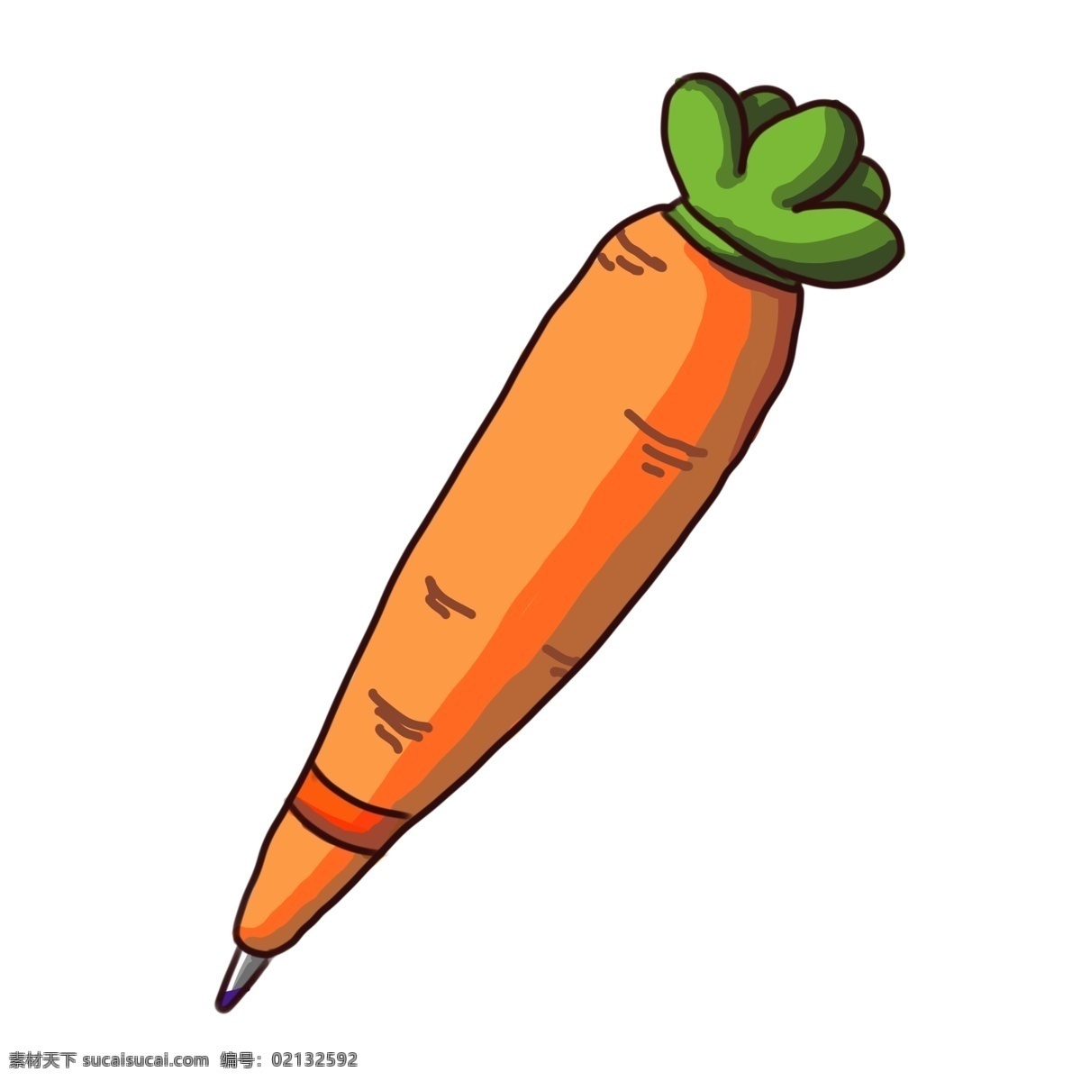 胡萝卜 笔 卡通 插画 胡萝卜用笔 卡通插画 写字用笔 笔的插画 文学用笔 学习文具 蔬菜的笔 萝卜
