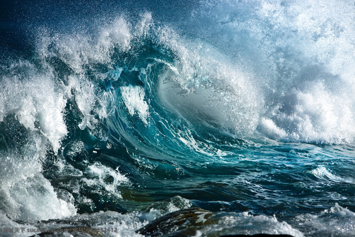 汹涌 海浪 自然风景 水花 壮观 蓝色 水雾 海水 山水风景 风景图片