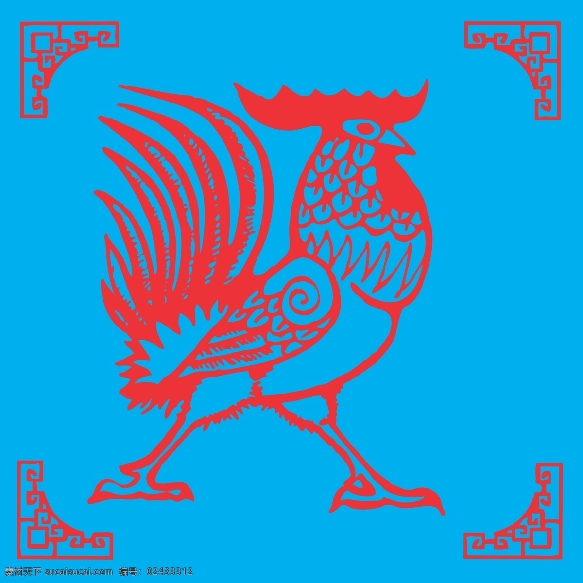 鸡剪纸 鸡 动物 生肖 家禽 剪纸 线条 矢量 传统 民俗 装饰 窗花 插画 十二生肖剪纸 文化艺术 传统文化