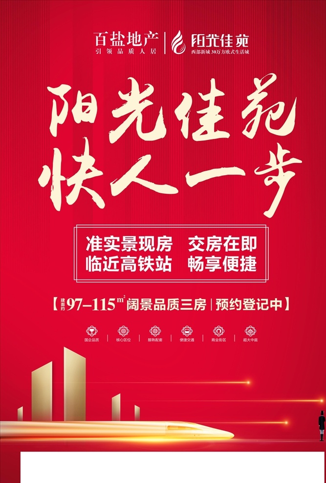 地产dm 地产高铁 海报 地产宣传单 高档地产