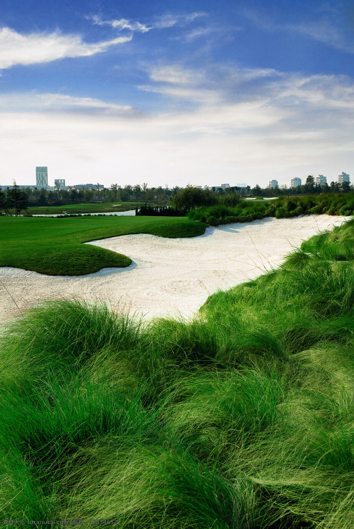 高尔夫球场 高尔夫 绿色球场 球场 河流 自然景观 自然风景