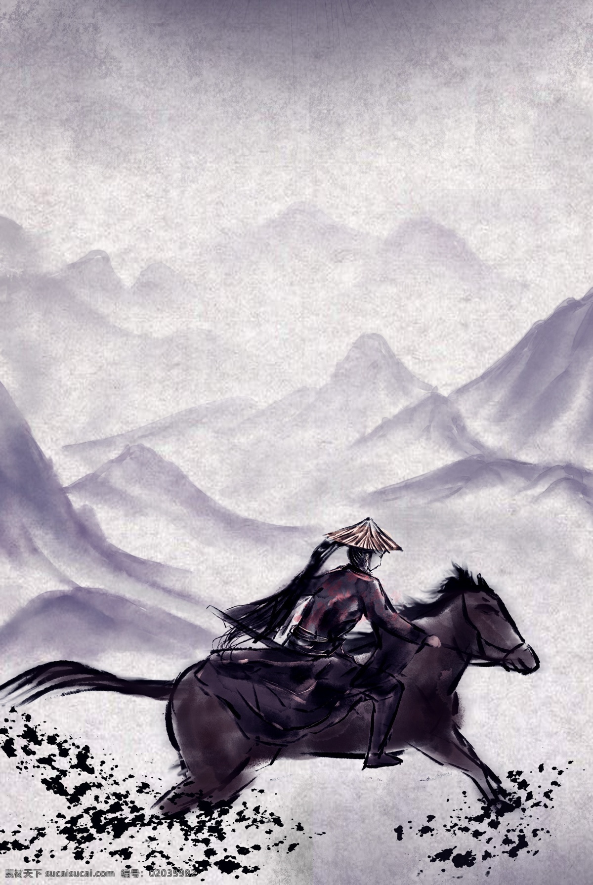 水墨 风 质感 仙侠 奔跑 马 背景 水墨风 水墨风背景 策马奔腾 古风